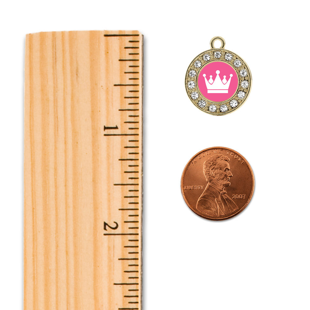 Gold Pink Princess Circle Charm Holiday Ornament