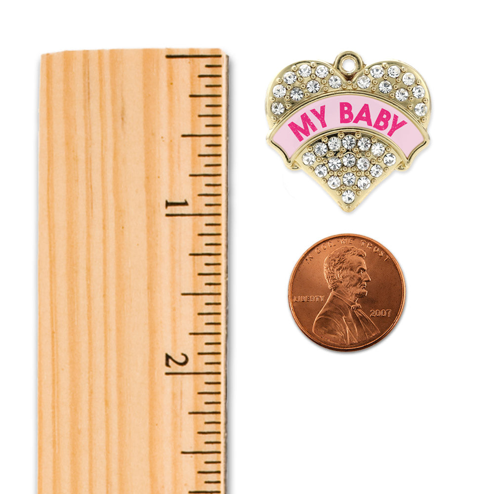 Gold My Baby Pink Candy Pave Heart Charm Snowman Ornament