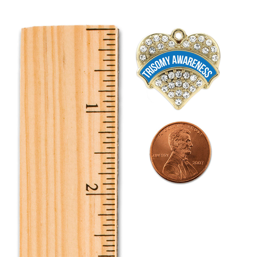 Gold Trisomy Awareness Pave Heart Charm Holiday Ornament