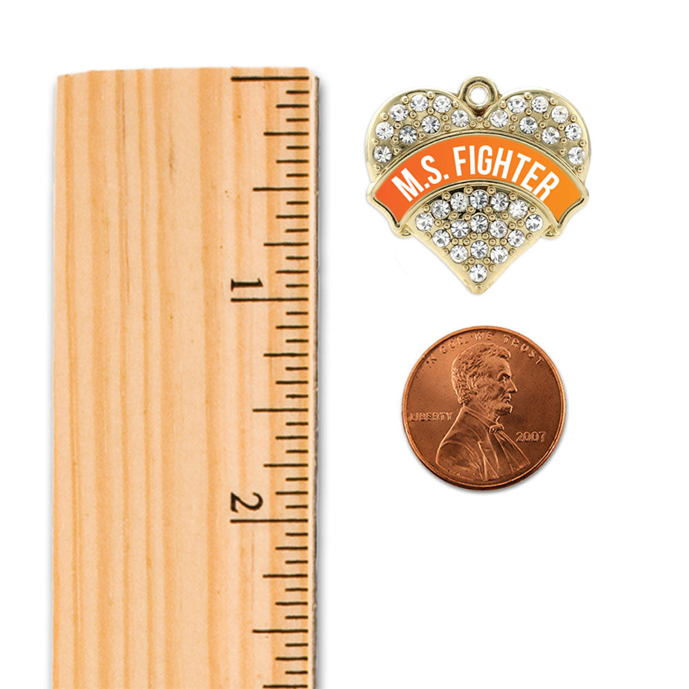 Gold M.S. SURVIVOR Pave Heart Charm Snowman Ornament