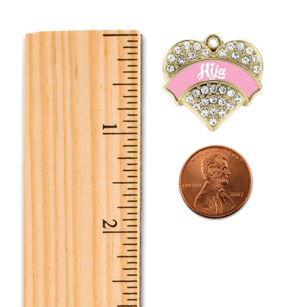 Gold Pink Hija Pave Heart Charm Holiday Ornament