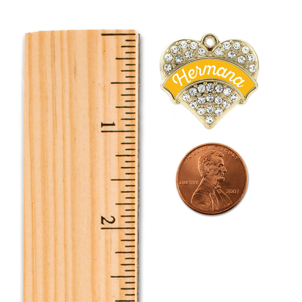 Gold Hermana - Marigold Pave Heart Charm Snowman Ornament