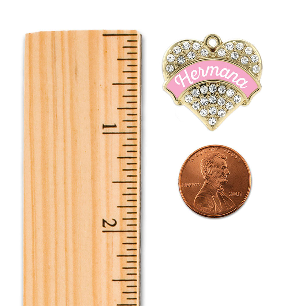 Gold Hermana - Pink Pave Heart Charm Holiday Ornament