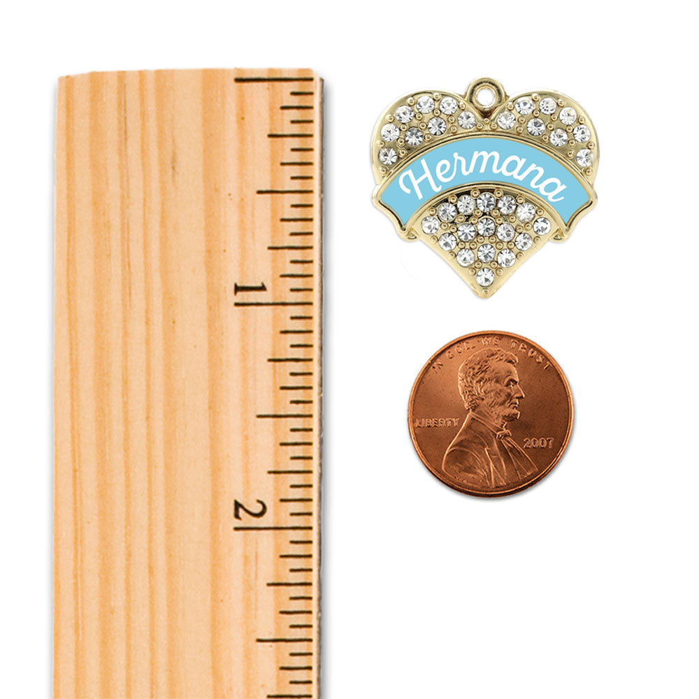 Gold Hermana - Light Blue Pave Heart Charm Snowman Ornament