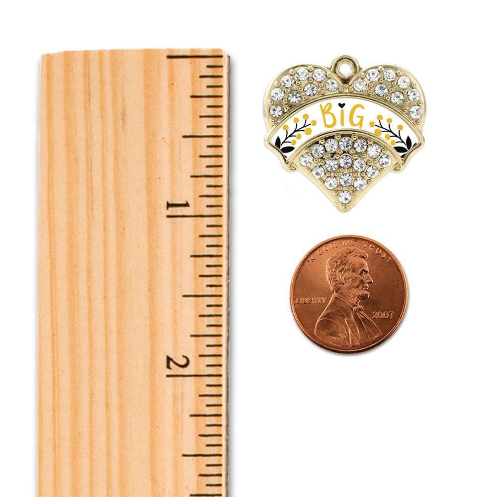 Gold Canary Yellow and Black Big Pave Heart Charm Holiday Ornament