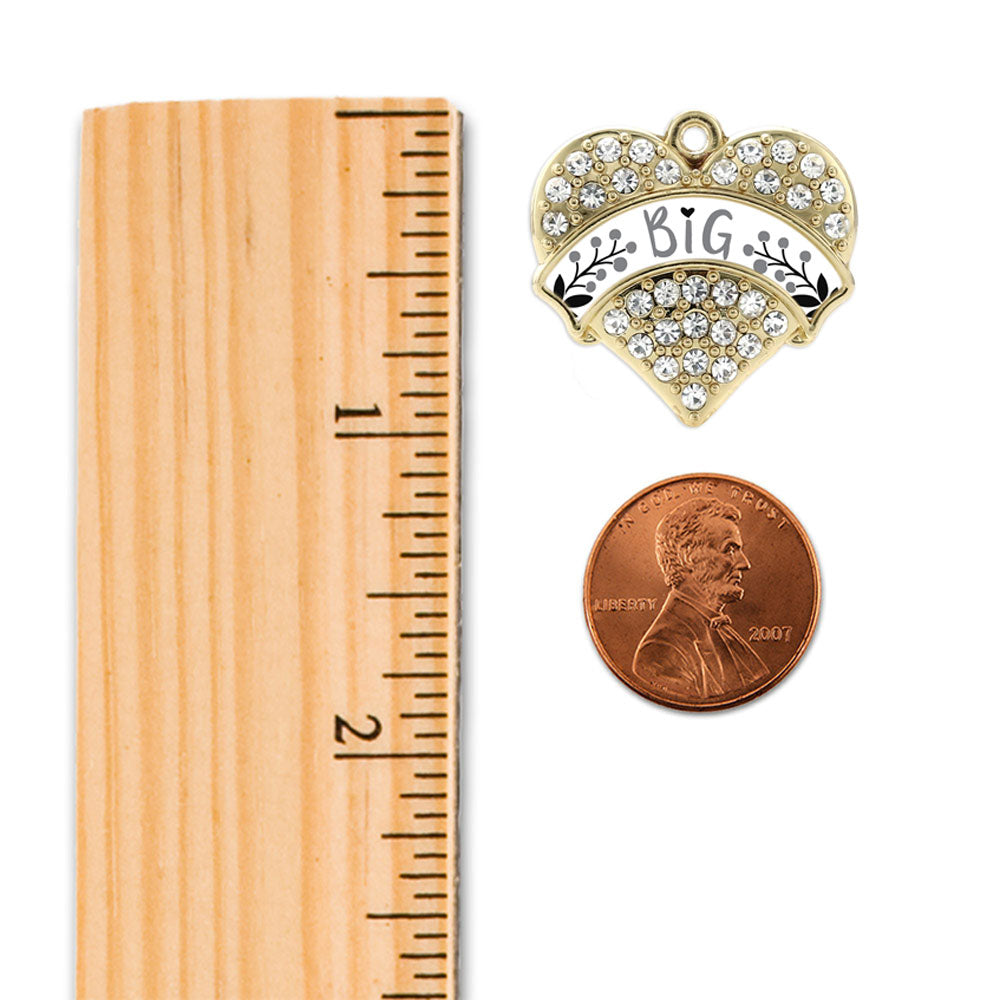 Gold Gray and Black Big Pave Heart Charm Snowman Ornament