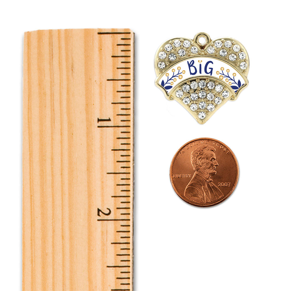 Gold Navy Blue and Gold Big Pave Heart Charm Snowman Ornament