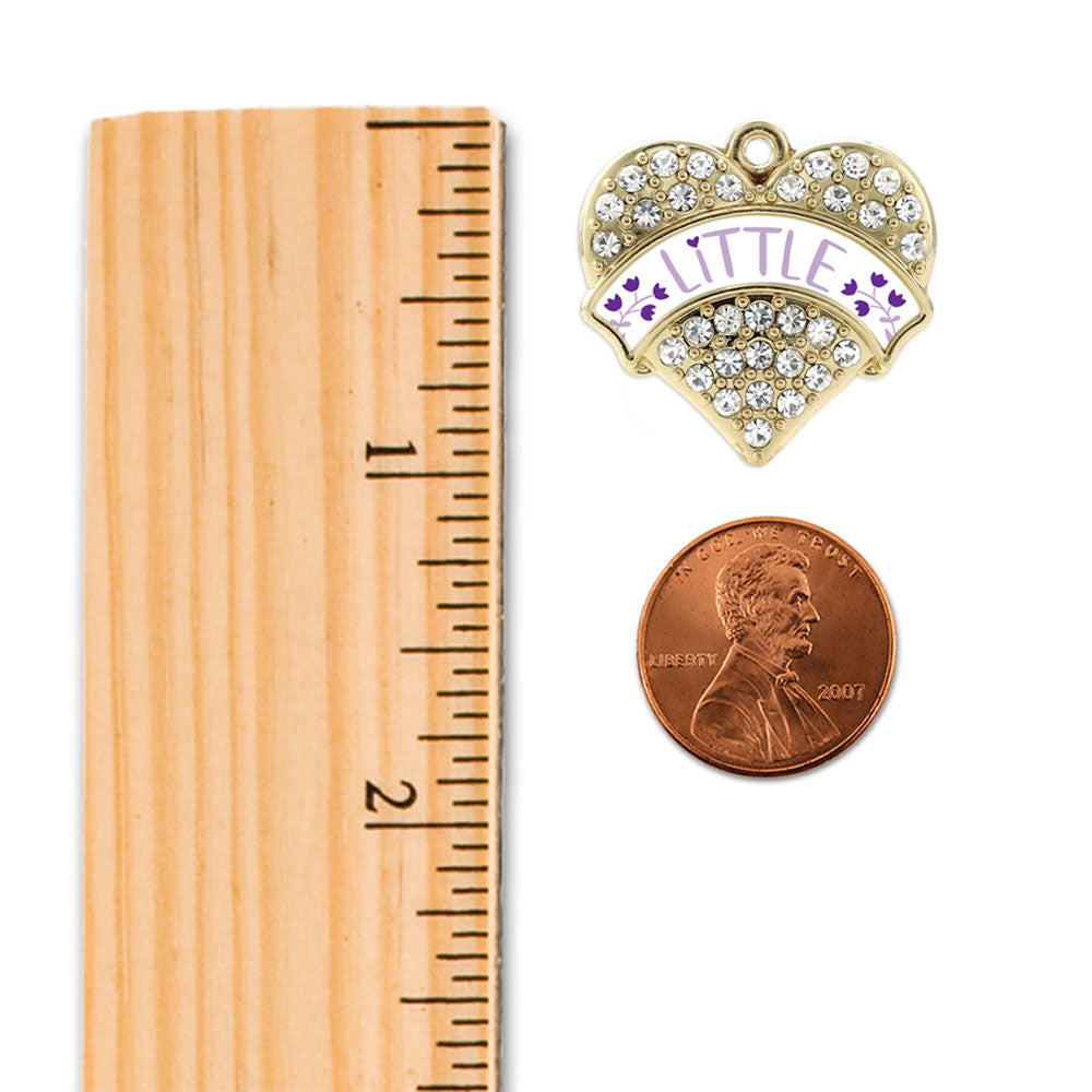 Gold Lavender and Royal Purple Little Pave Heart Charm Holiday Ornament