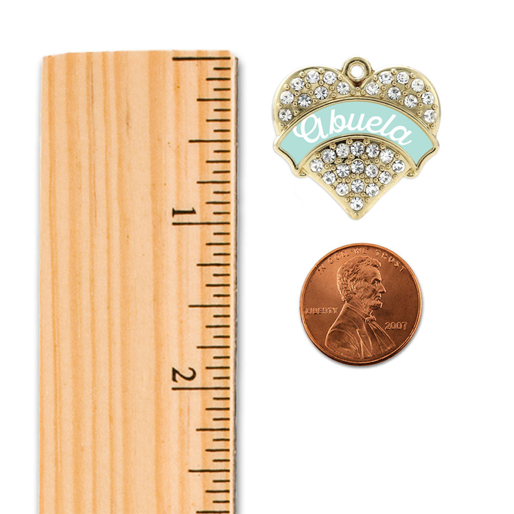 Gold Mint Abuela Pave Heart Charm Snowman Ornament