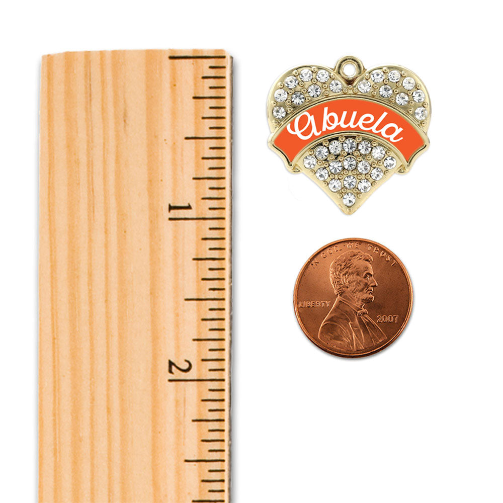 Gold Orange Abuela Pave Heart Charm Holiday Ornament