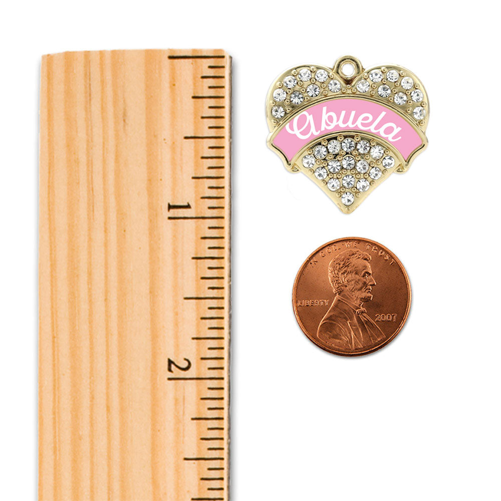 Gold Pink Abuela Pave Heart Charm Holiday Ornament