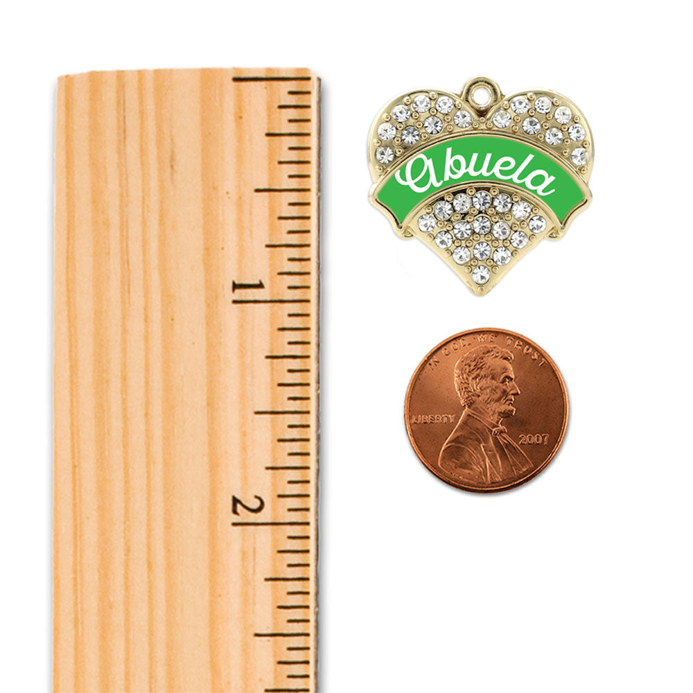 Gold Emerald Green Abuela Pave Heart Charm Snowman Ornament