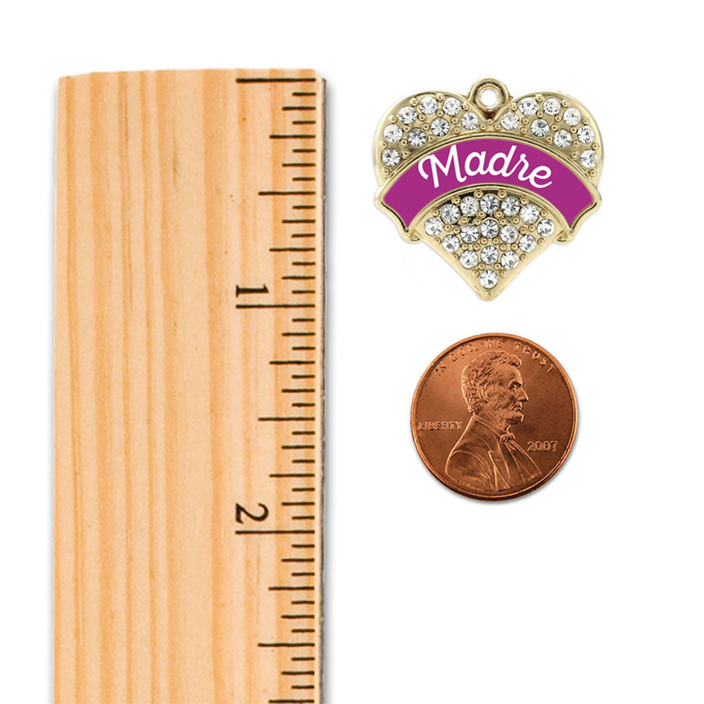 Gold Magenta Madre Pave Heart Charm Snowman Ornament