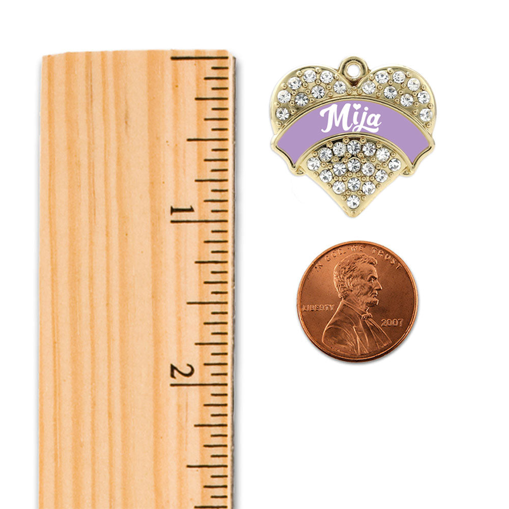 Gold Lavender Mija Pave Heart Charm Holiday Ornament