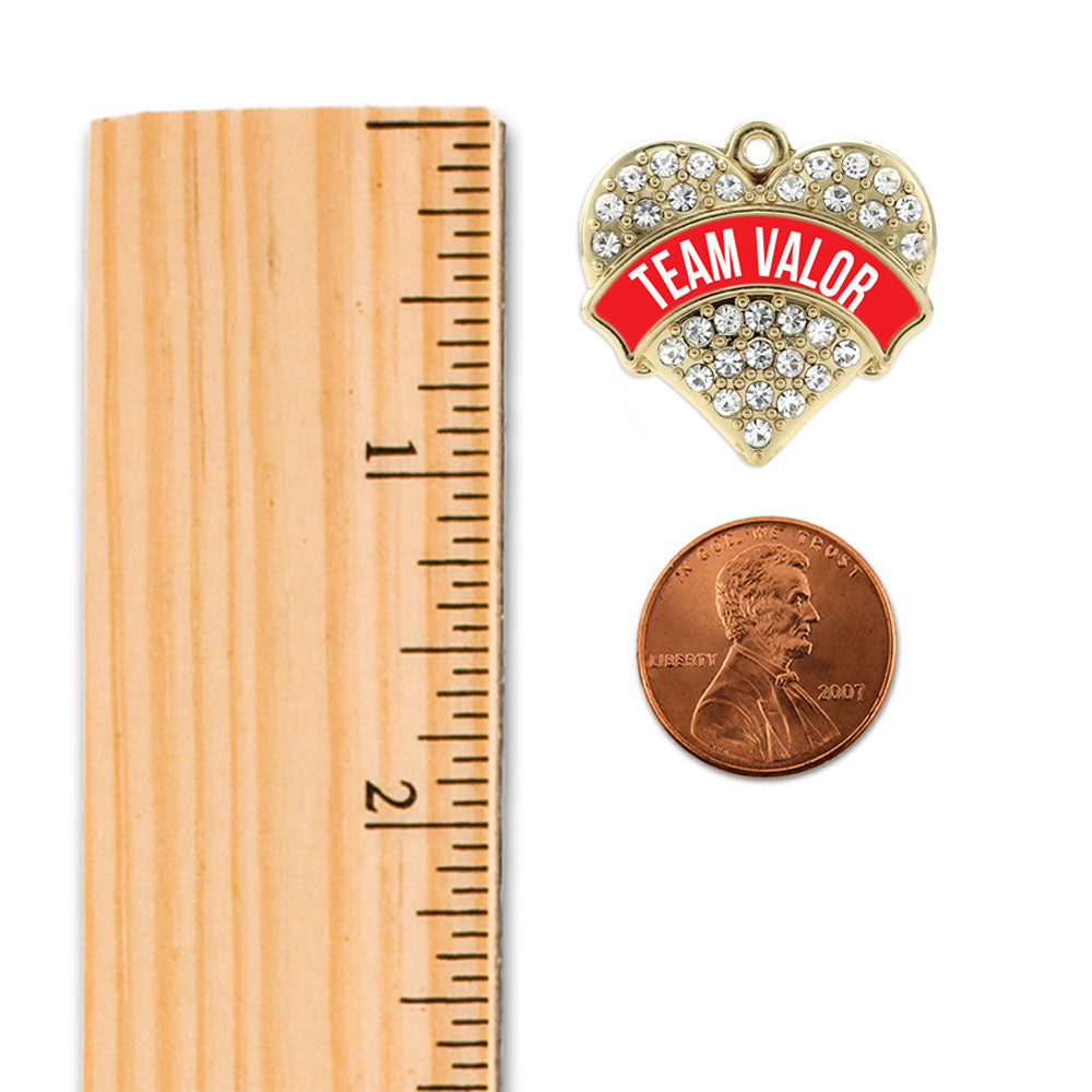Gold Team Valor Pave Heart Charm Holiday Ornament