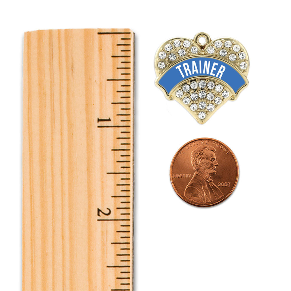 Gold Blue Trainer Pave Heart Charm Holiday Ornament