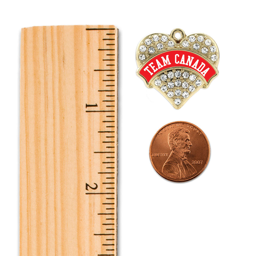 Gold Team Canada Pave Heart Charm Snowman Ornament