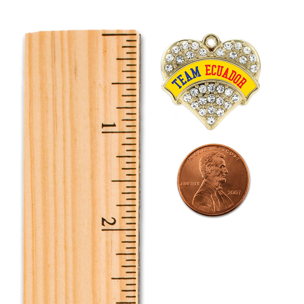 Gold Team Ecuador Pave Heart Charm Snowman Ornament