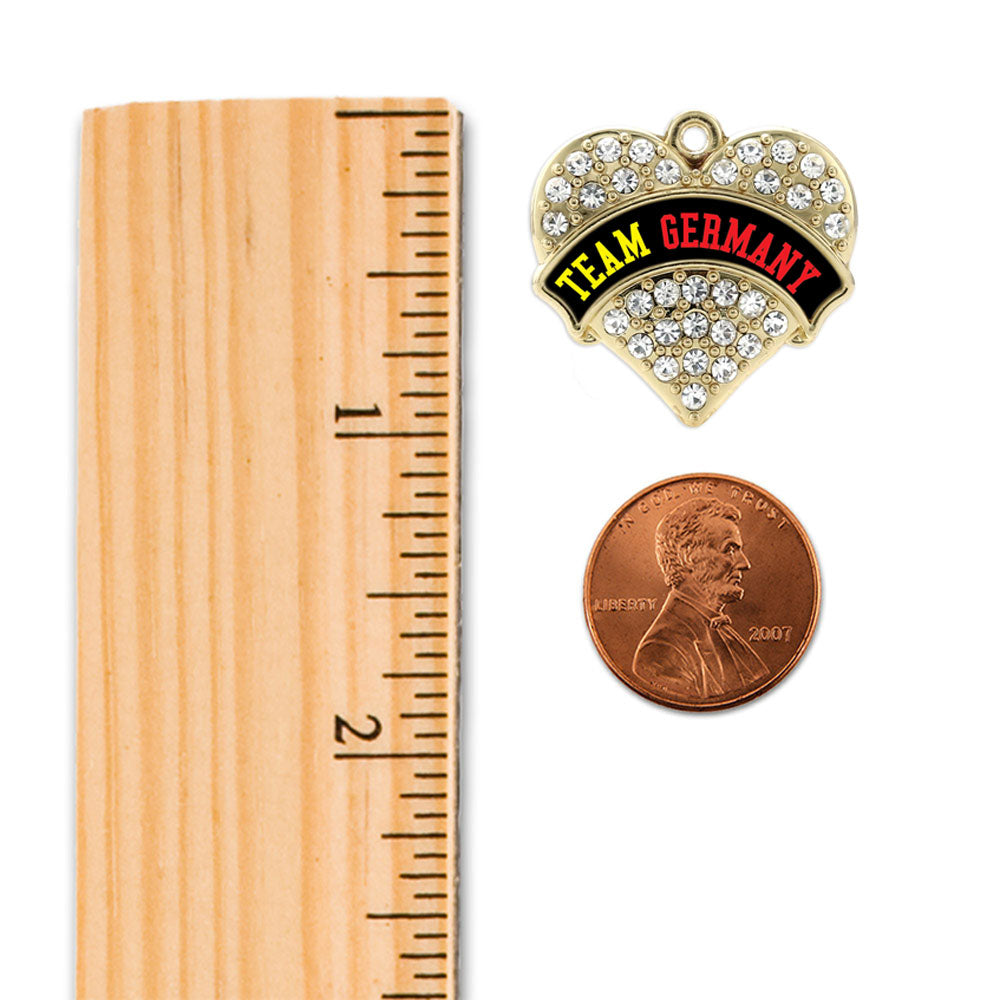 Gold Team Germany Pave Heart Charm Holiday Ornament