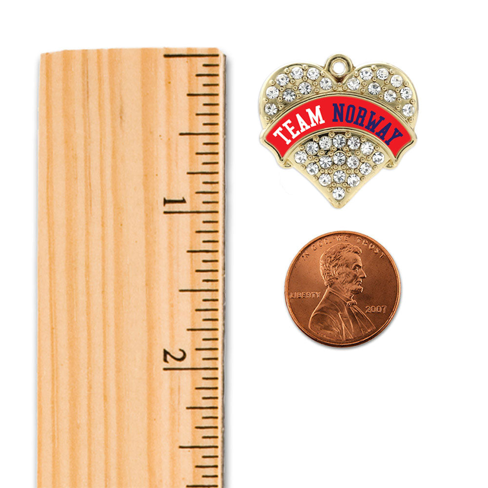 Gold Team Norway Pave Heart Charm Holiday Ornament