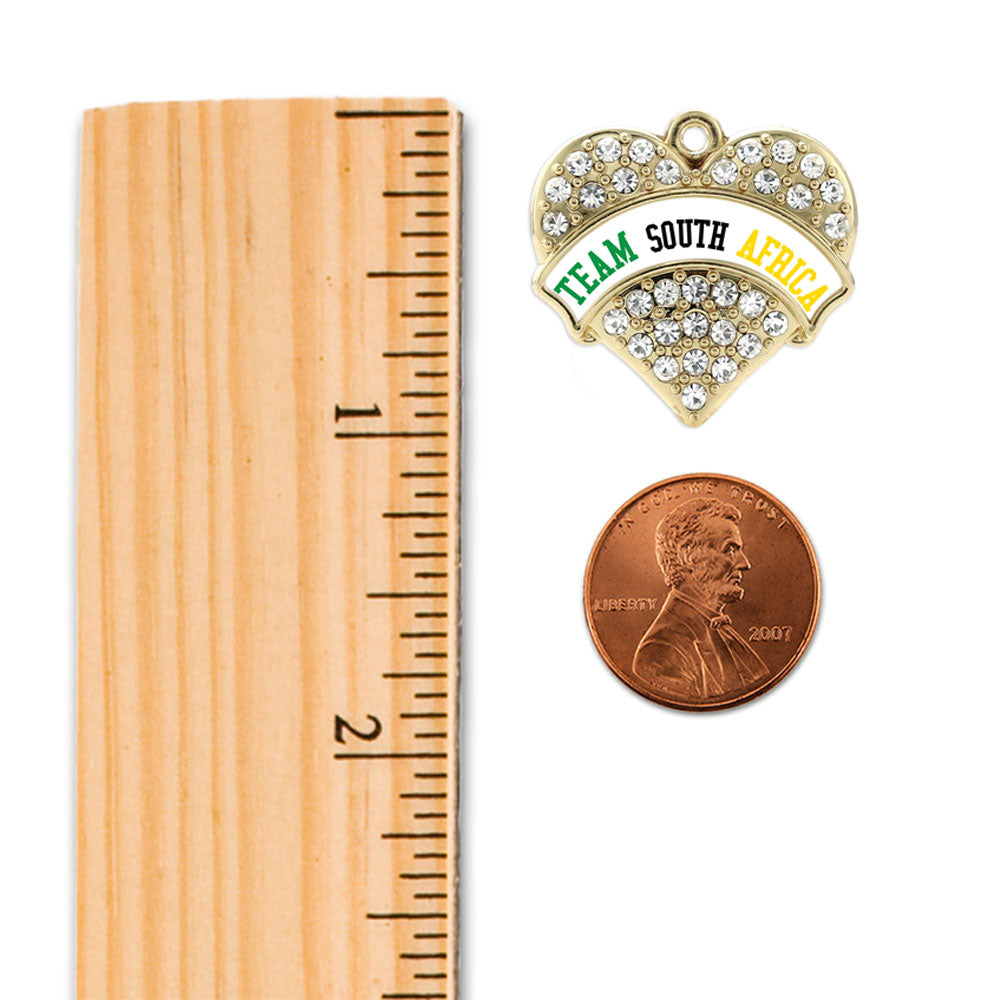 Gold Team South Africa Pave Heart Charm Snowman Ornament
