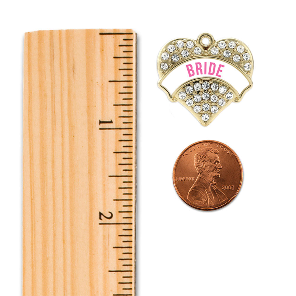 Gold BRIDE Pave Heart Charm Snowman Ornament
