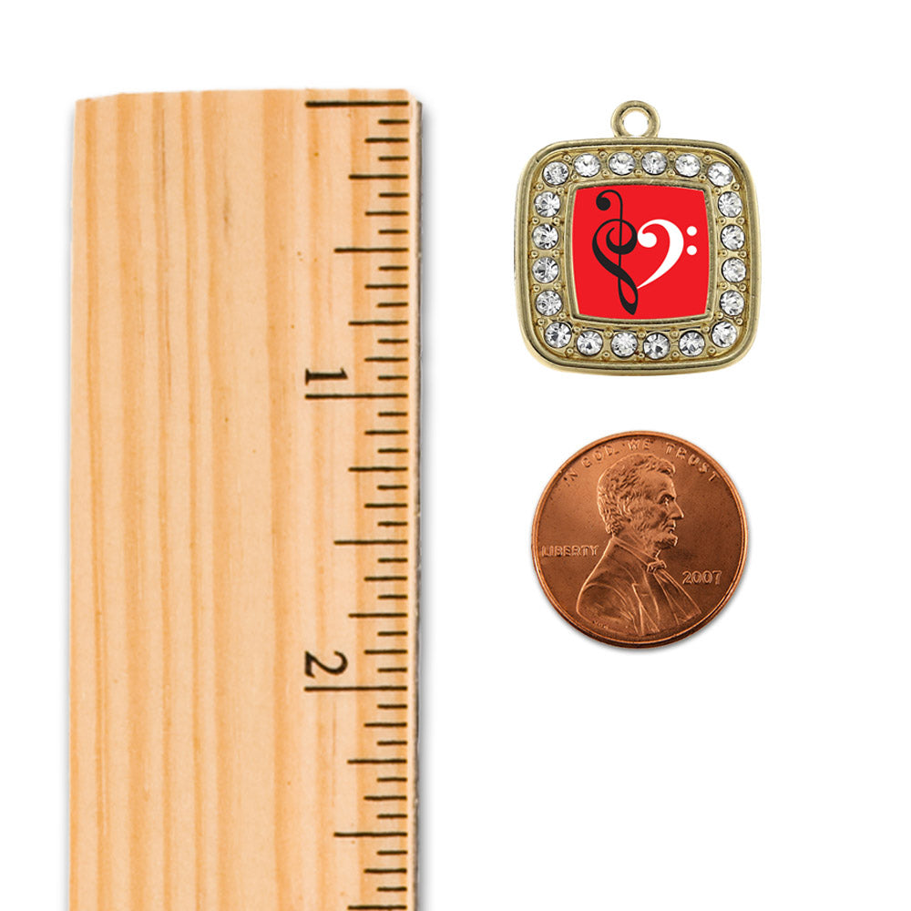 Gold Music Is Love Square Charm Holiday Ornament