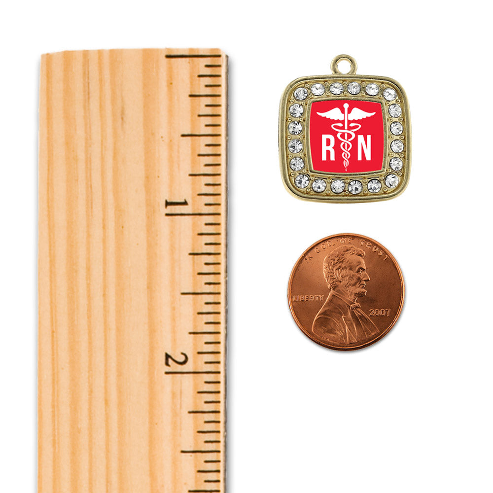 Gold Registered Nurse Square Charm Snowman Ornament