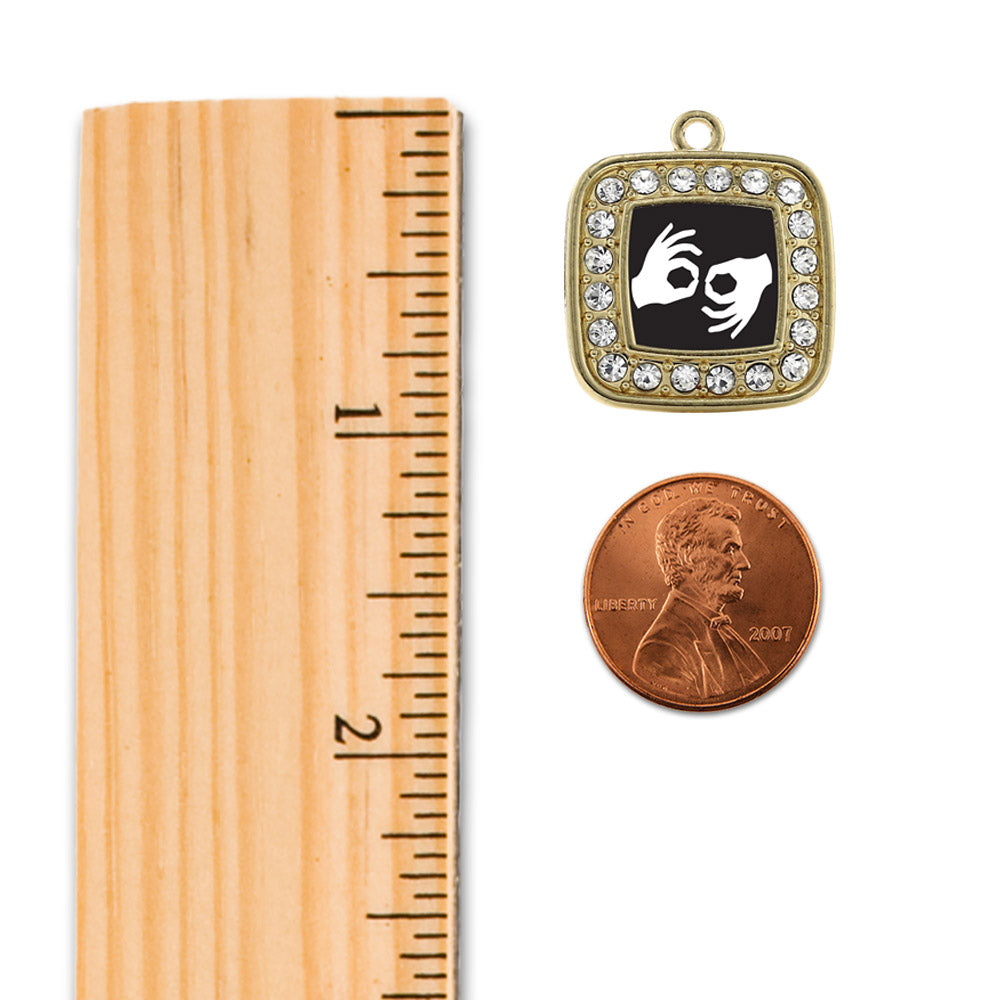 Gold Sign Language Interpreter Square Charm Holiday Ornament