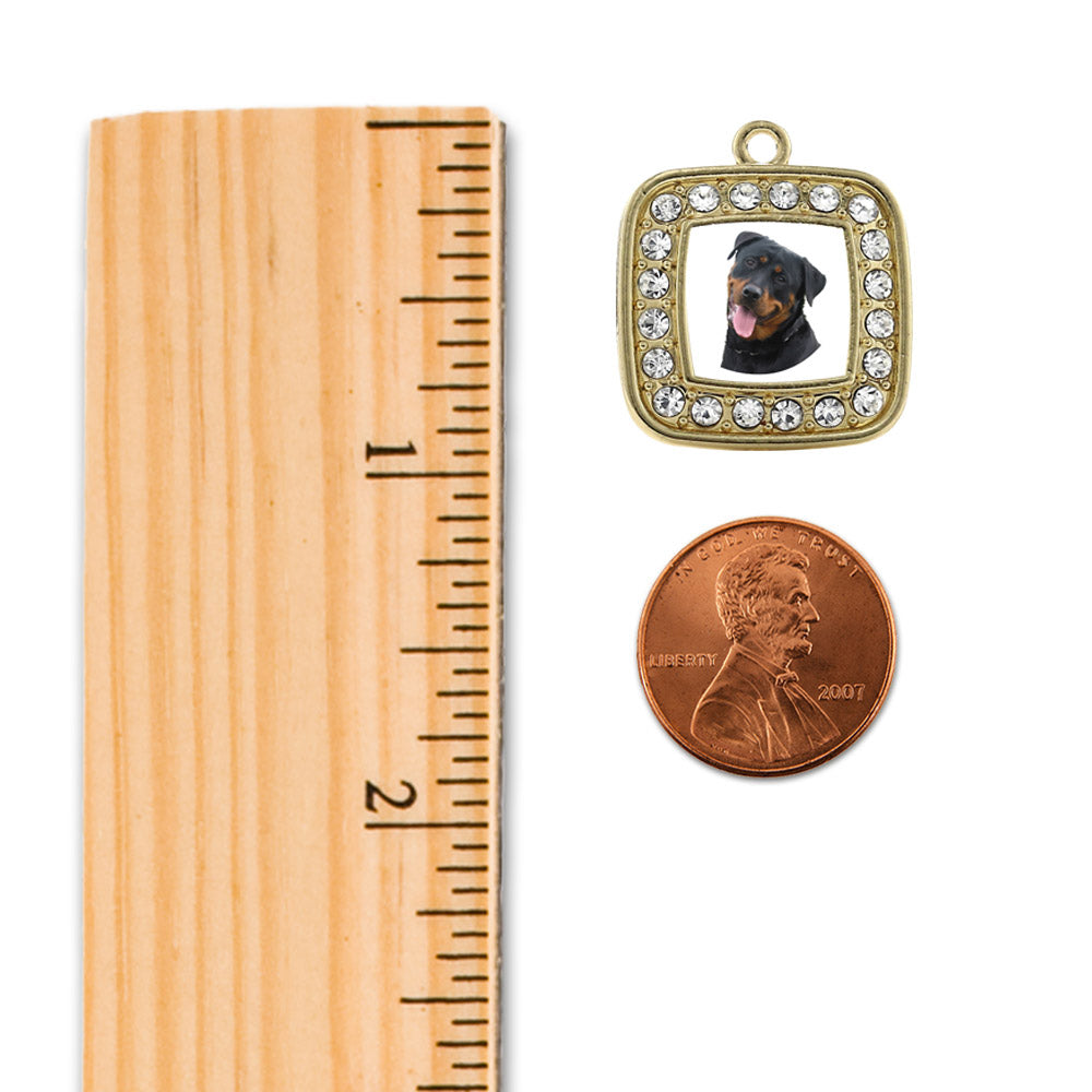 Gold The Rottweiler Square Charm Holiday Ornament