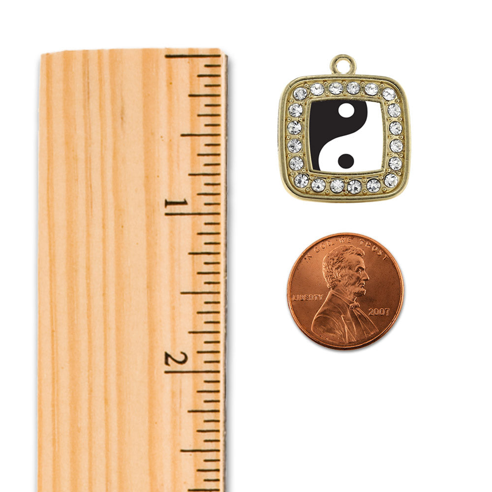 Gold Yin- Yang Square Charm Holiday Ornament