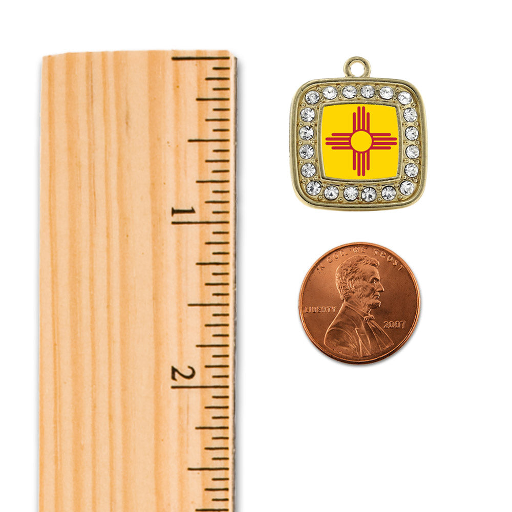 Gold New Mexico Flag Square Charm Holiday Ornament