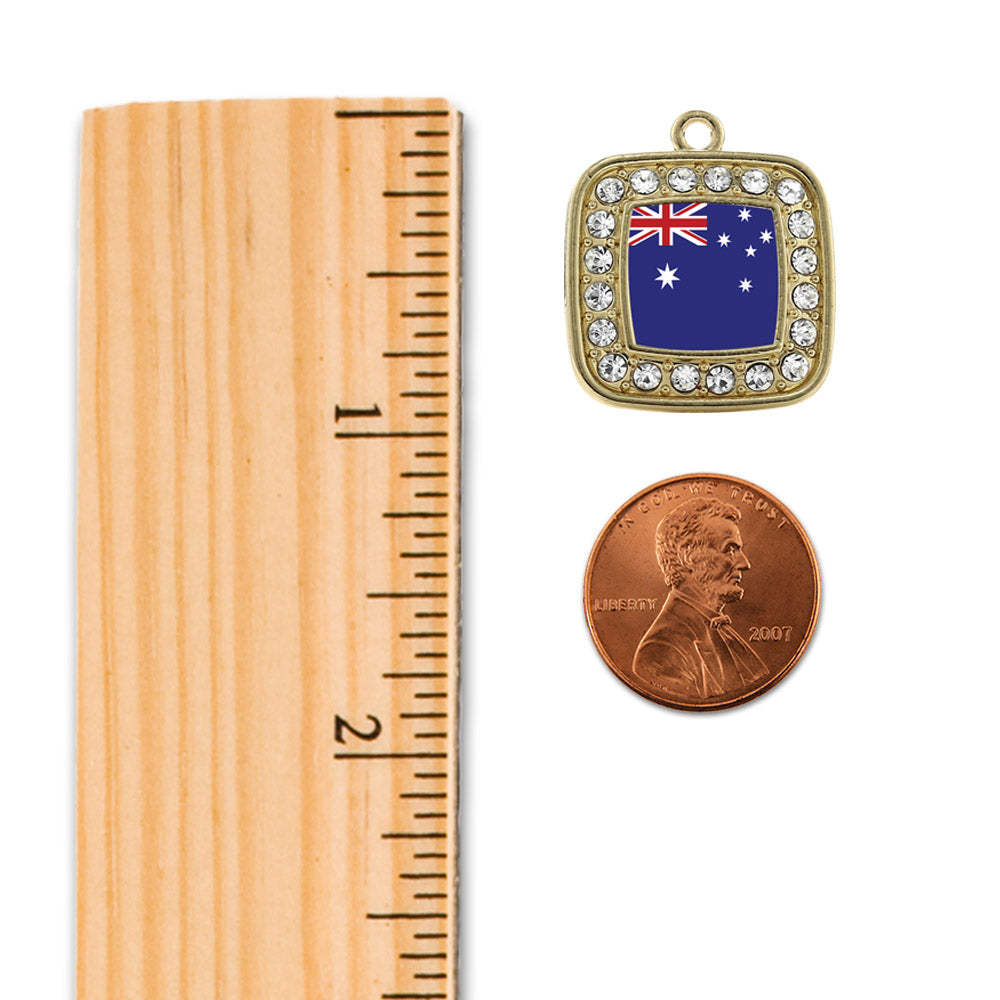 Gold Australian Flag Square Charm Snowman Ornament