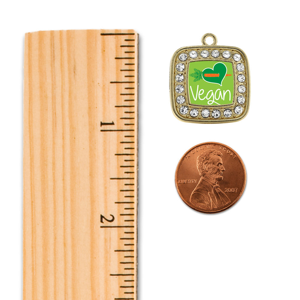 Gold Vegan Square Charm Snowman Ornament