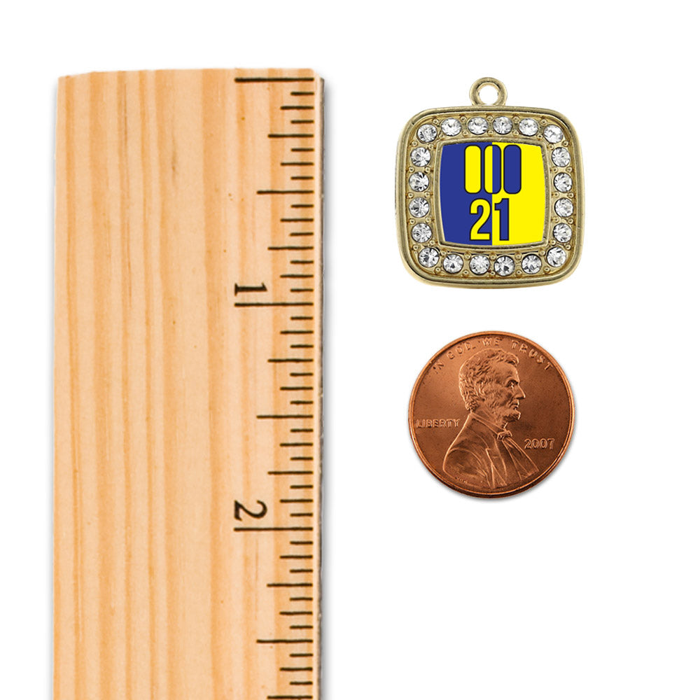 Gold Chromosome 21 Square Charm Holiday Ornament
