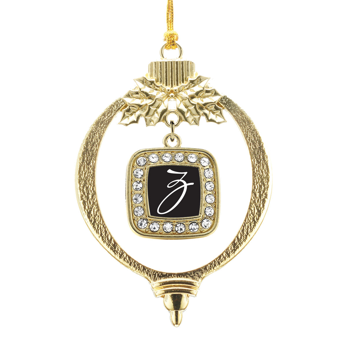 Gold My Script Initials Square Charm Holiday Ornament