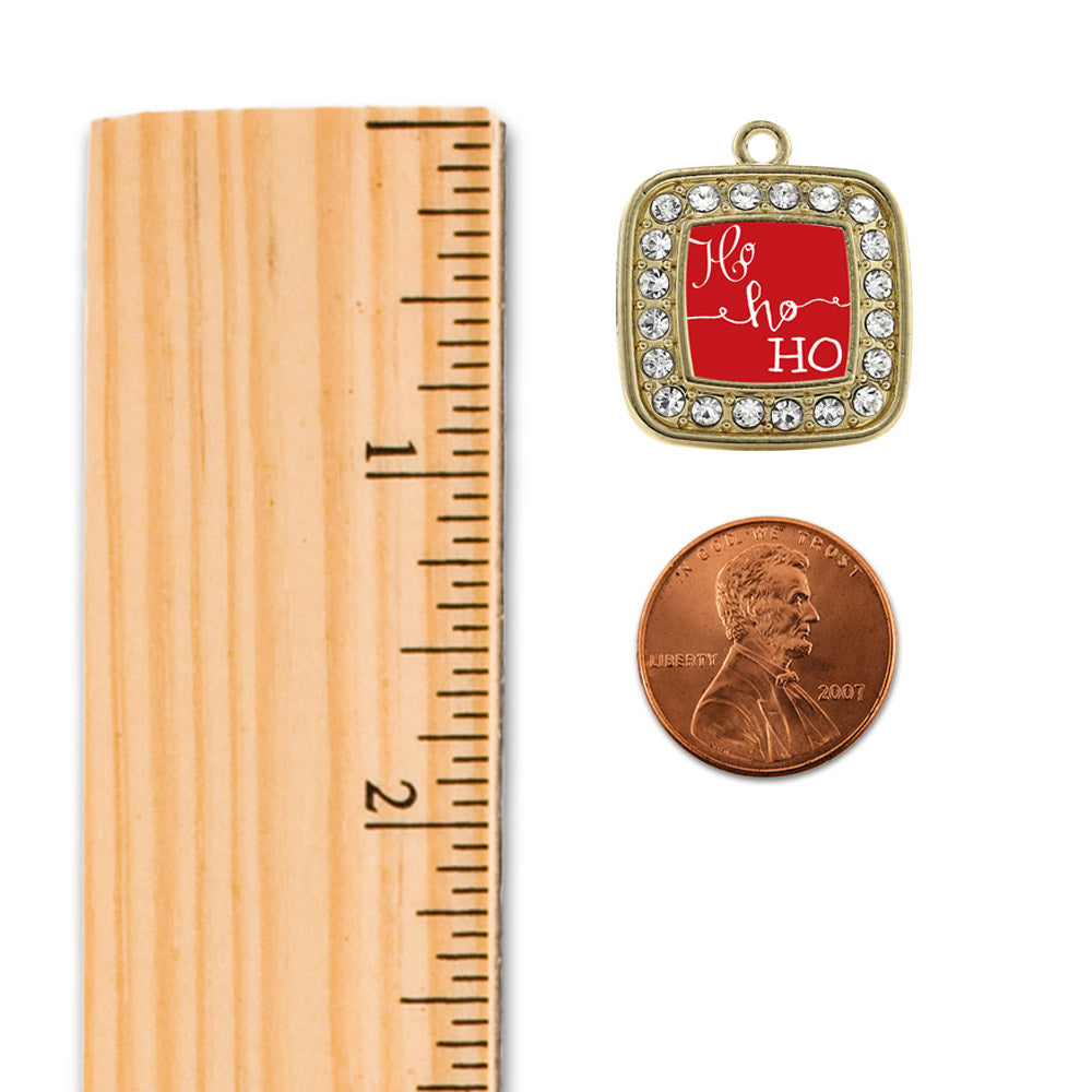 Gold Ho Ho Ho Square Charm Snowman Ornament
