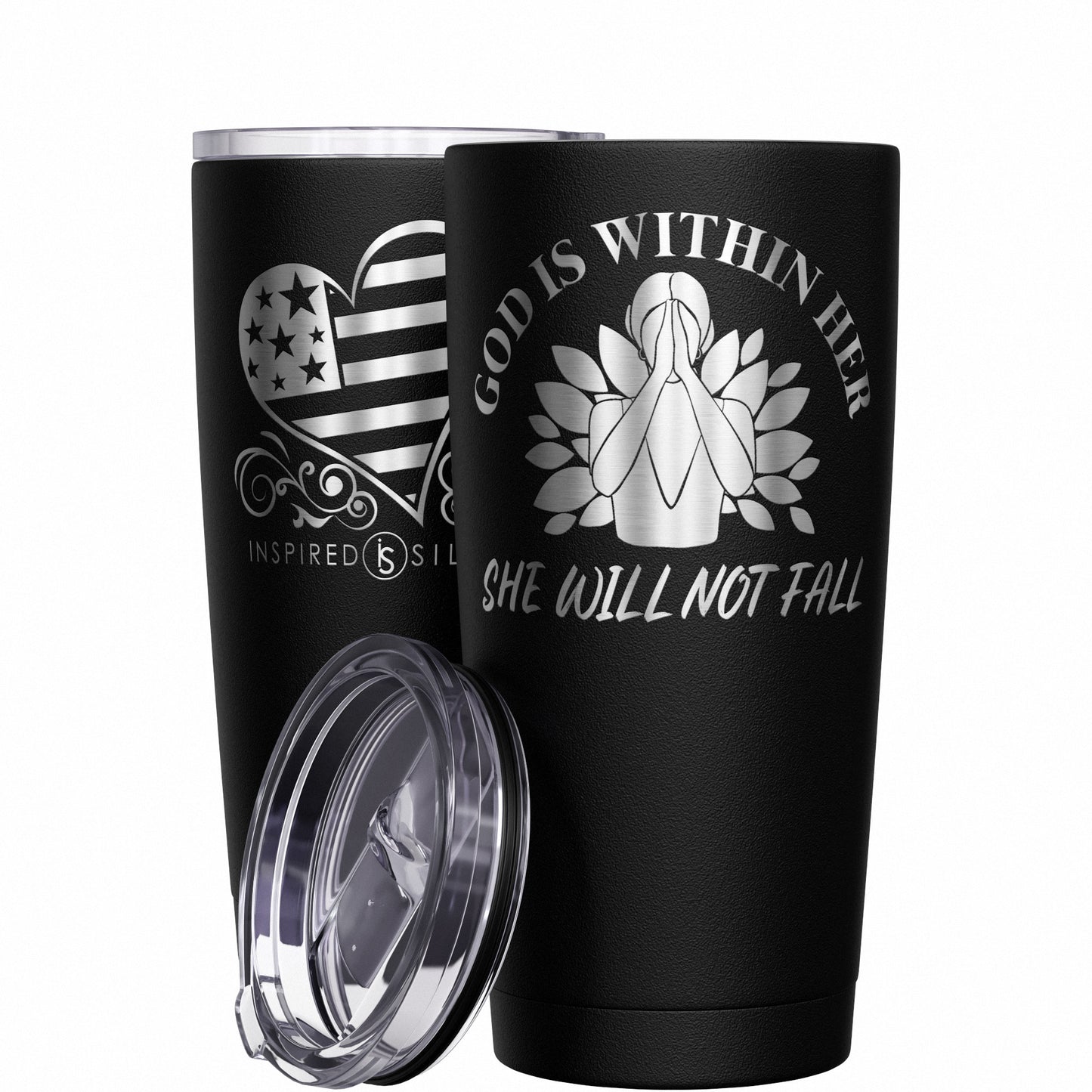 God Is with Her - She Will Not Fall Tumbler