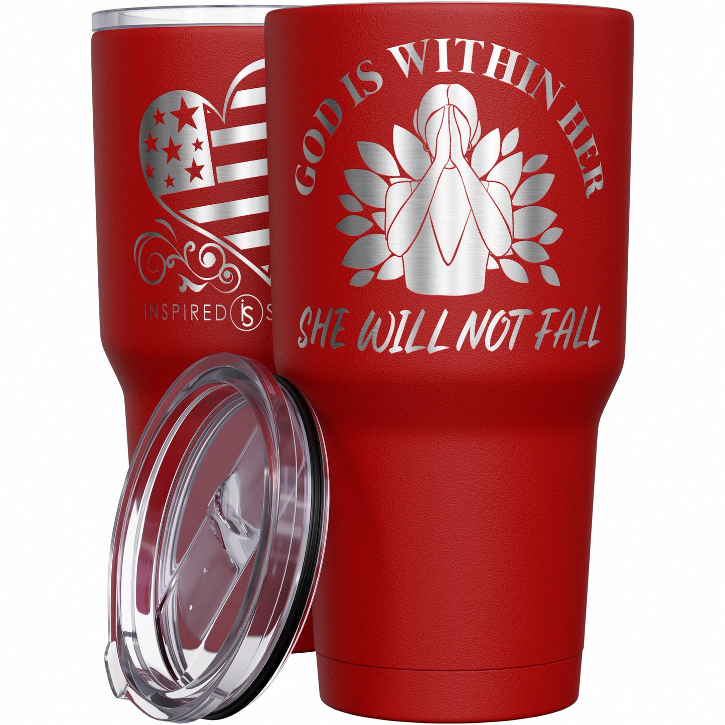 God Is with Her - She Will Not Fall Tumbler