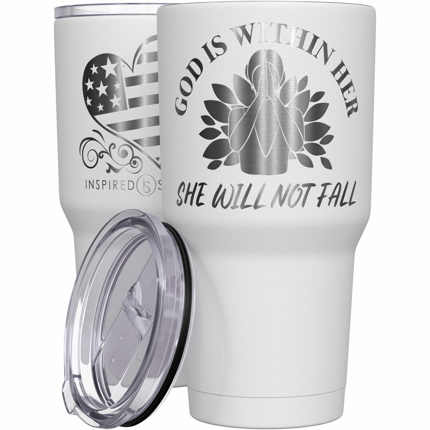 God Is with Her - She Will Not Fall Tumbler