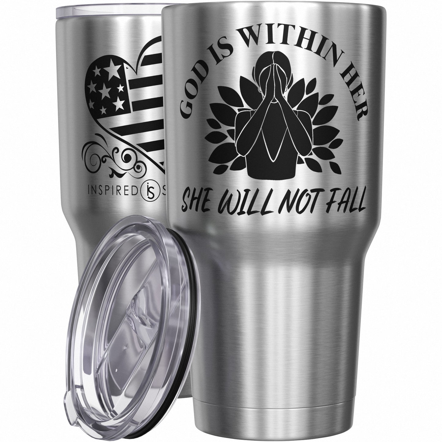 God Is with Her - She Will Not Fall Tumbler