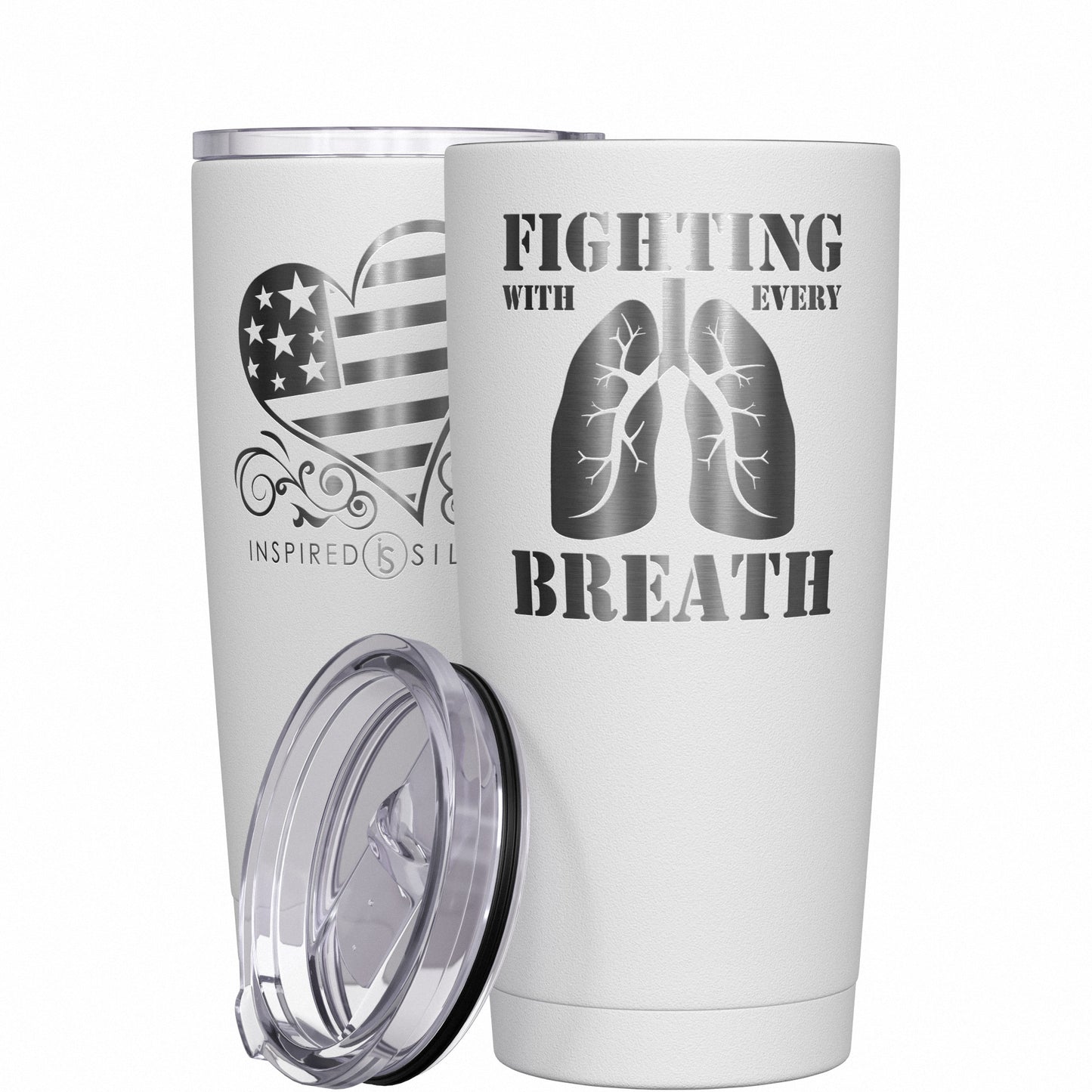 Fighting with Every Breath Lung Cancer Awareness Tumbler