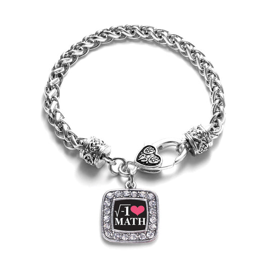 Silver Math Nerd Square Charm Braided Bracelet