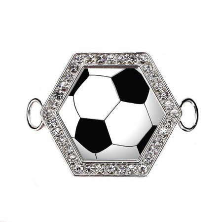 Silver Soccer Hexagon Charm Bangle Bracelet