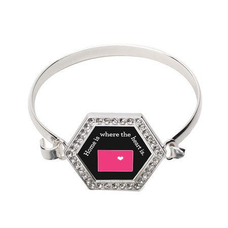 Silver Colorado State Heart Hexagon Charm Bangle Bracelet