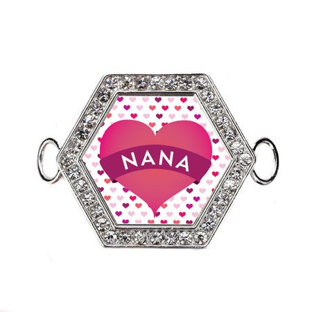 Silver Nana Hearts Hexagon Charm Bangle Bracelet