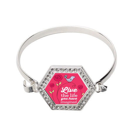 Silver The Life You Imagine Hexagon Charm Bangle Bracelet