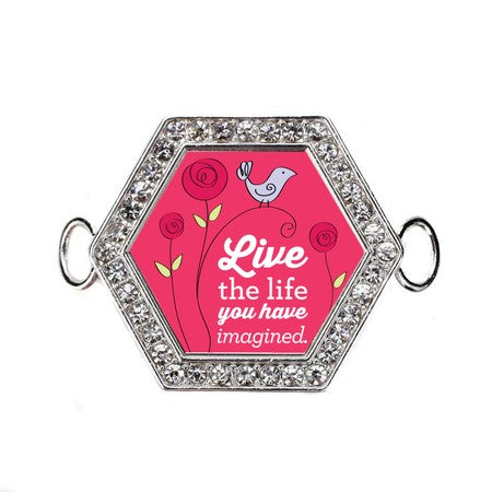 Silver The Life You Imagine Hexagon Charm Bangle Bracelet