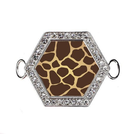 Silver Giraffe Print Hexagon Charm Bangle Bracelet