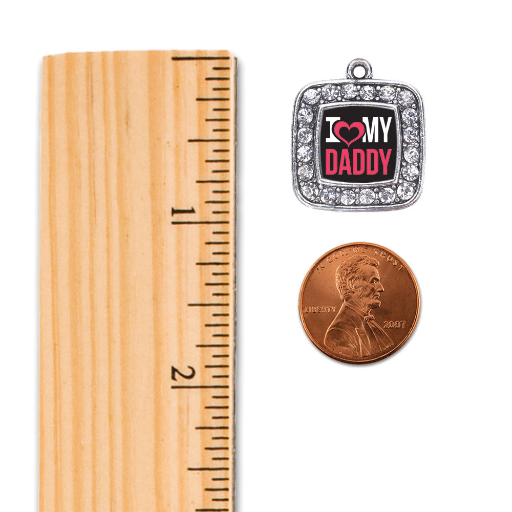Silver I Love My Daddy Square Charm Braided Bracelet